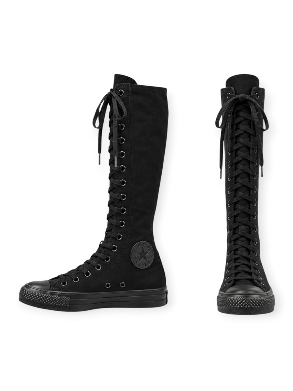 Converse Chuck Taylor XX-Hi Knee High Boots Black Goth Punk Steampunk W9 M7